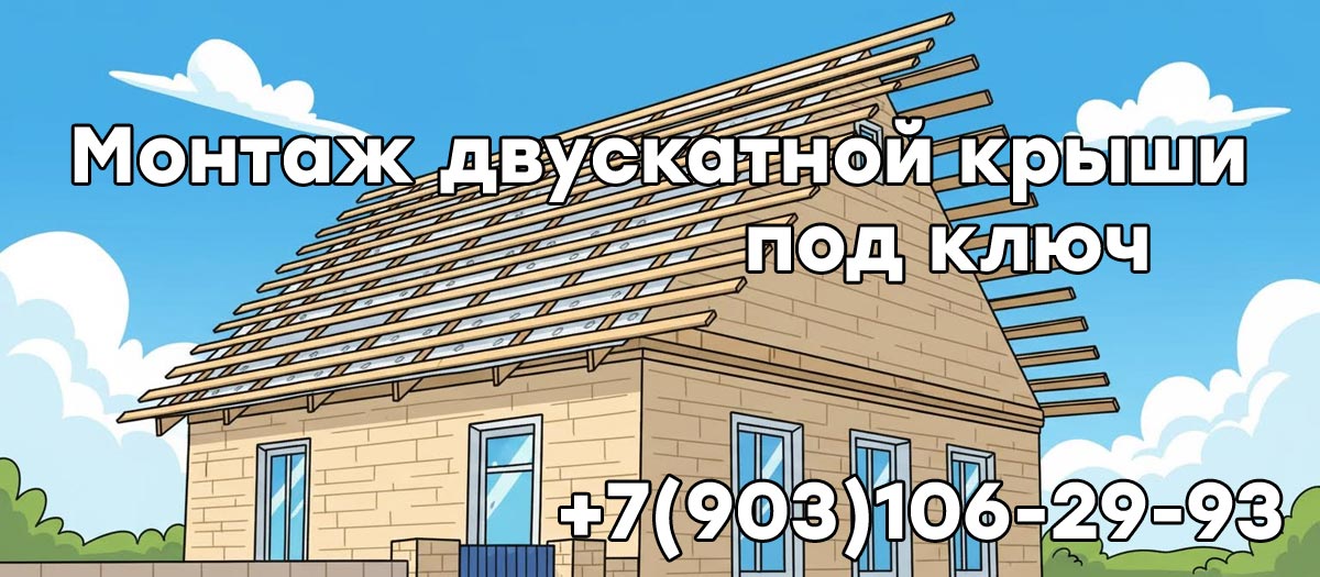 Монтаж двускатной крыши под ключ в Пушкино и Пушкинском районе